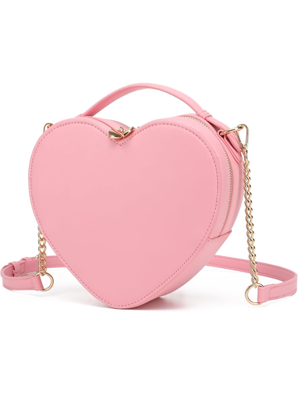 Pink Heart-Shaped Crossbody Bag with Gold Chain